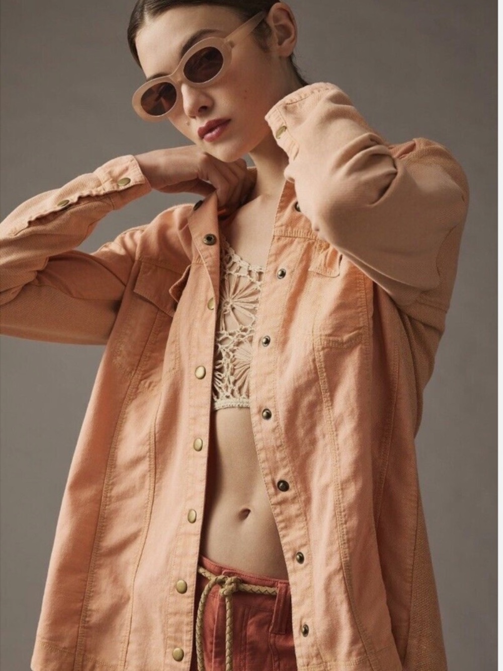 Anthropologie Pilcro Utility Snap Front Shirt Jacket